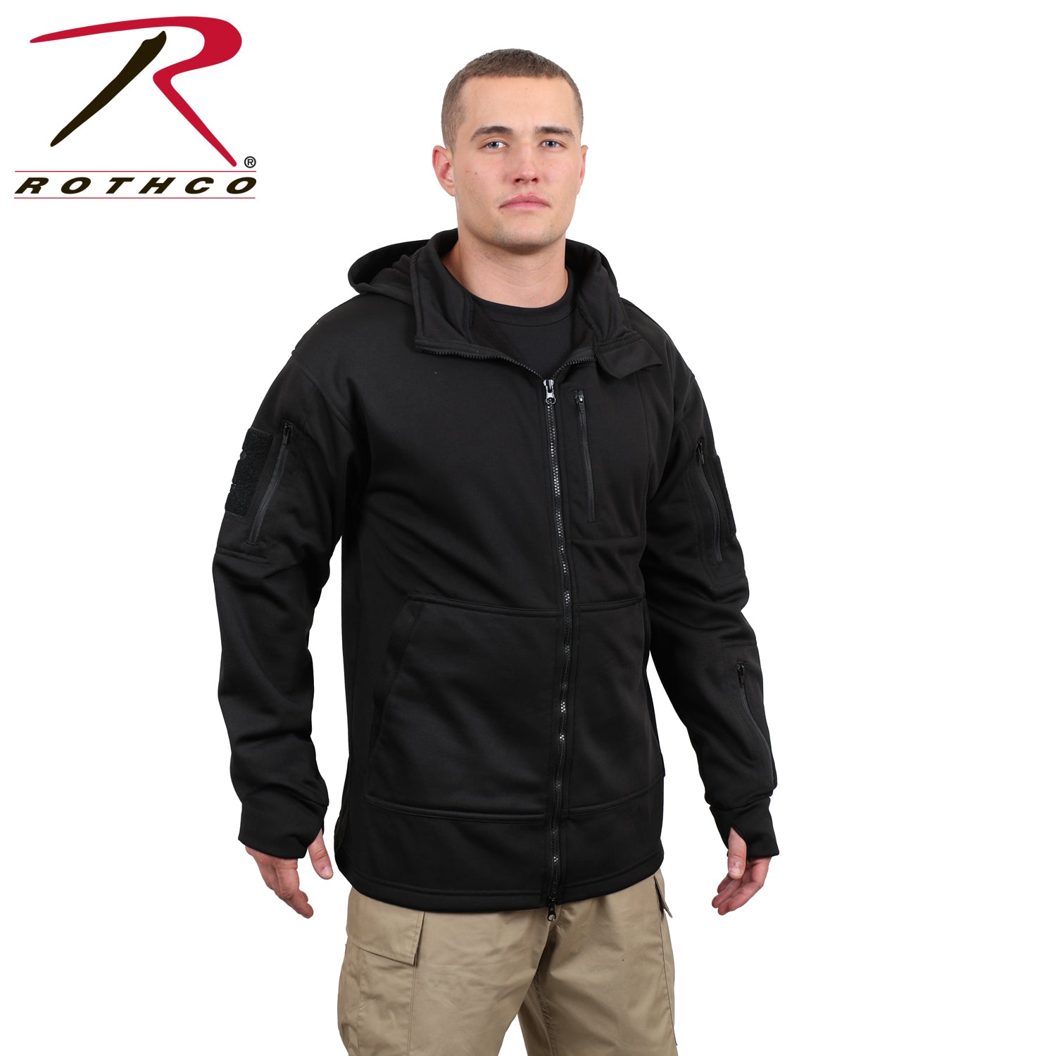Rothco Tactical Zip Up Hoodie Size Small – Durable Polyester with Fleece Lining and Multiple Pockets