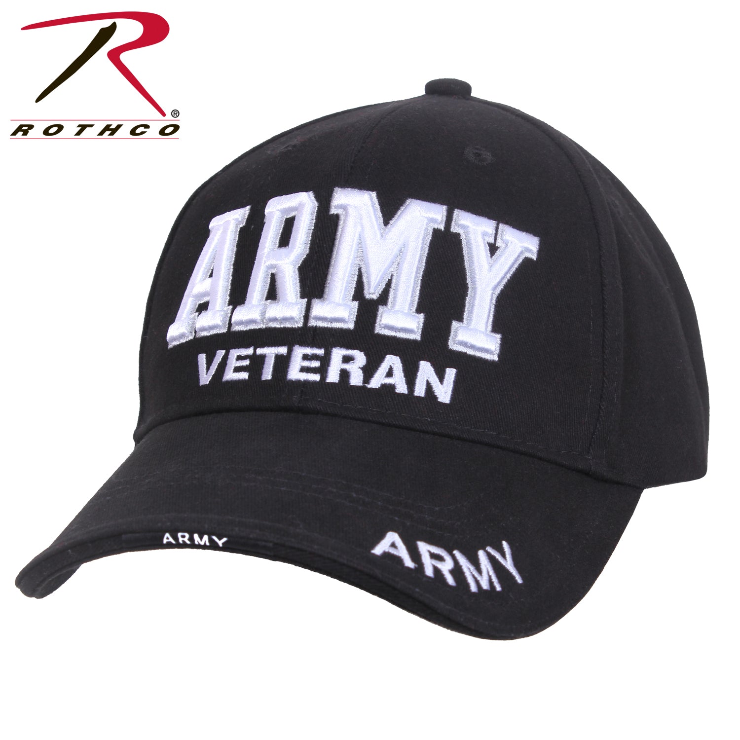 Rothco Deluxe Low Profile Army Veteran Cap Black – Durable Brushed Cotton Twill Baseball Hat with Embroidered Army and Veteran Symbols