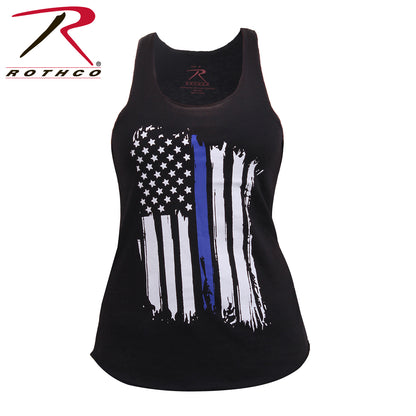 Rothco Women’s Thin Blue Line Flag Racerback Tank Top, Size XS