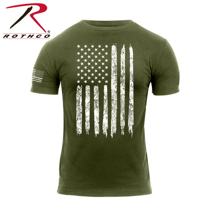 Rothco Distressed US Flag Athletic Fit T-Shirt Olive Drab Size M
