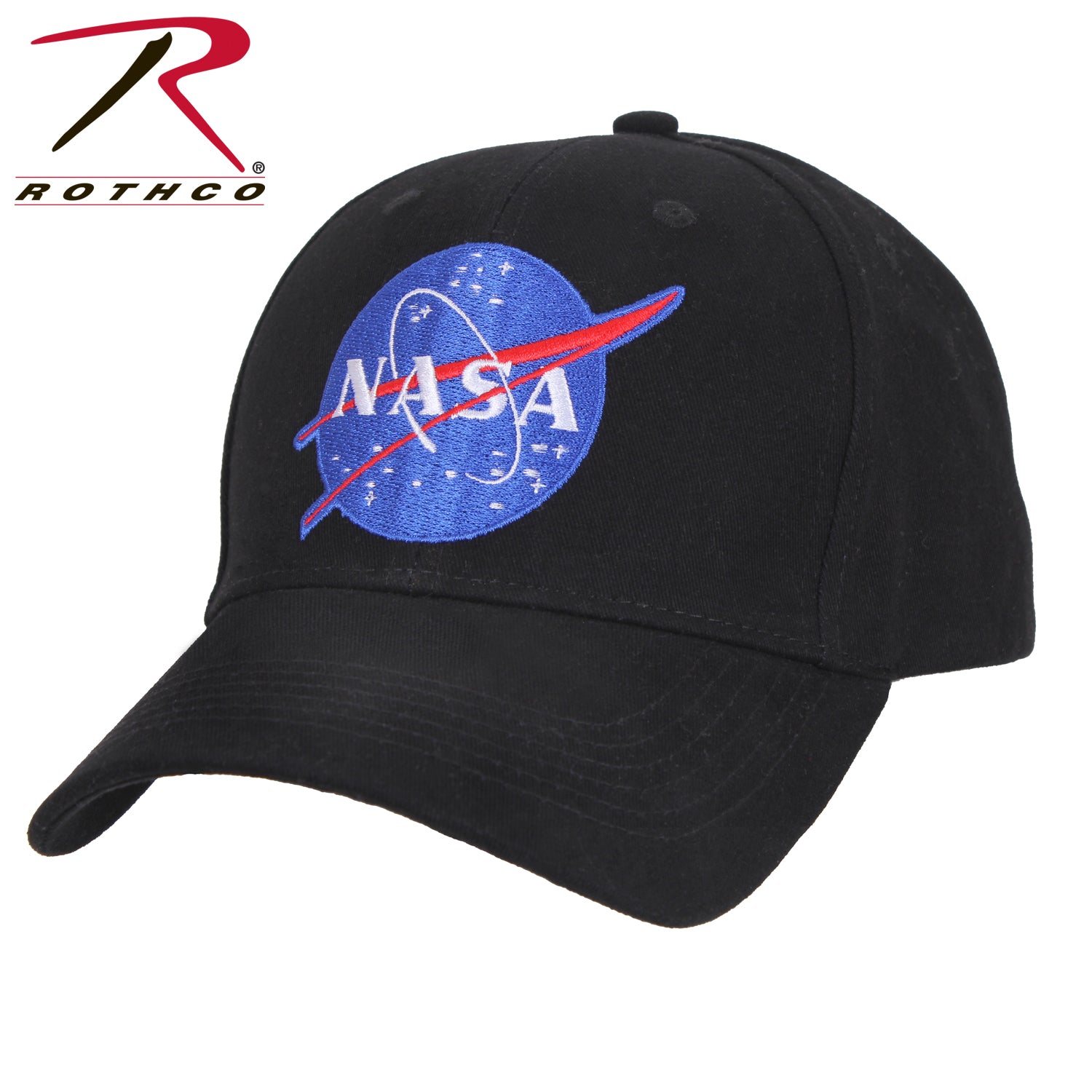 Rothco NASA Low Pro Cap - Black Adjustable Cotton Baseball Hat with NASA Meatball Patch