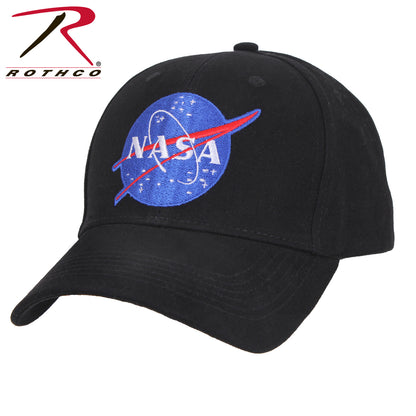 Rothco NASA Low Pro Cap - Black Adjustable Cotton Baseball Hat with NASA Meatball Patch