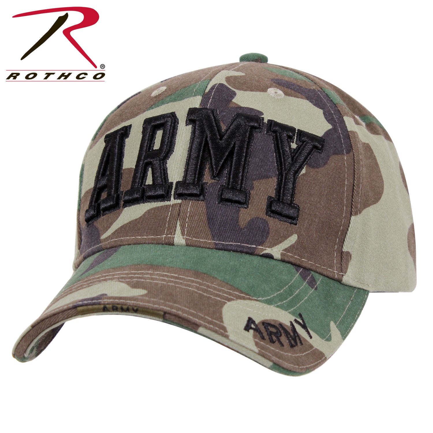 Rothco Deluxe Army Embroidered Low Profile Insignia Cap in Woodland Camo