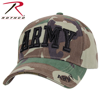 Rothco Deluxe Army Embroidered Low Profile Insignia Cap in Woodland Camo