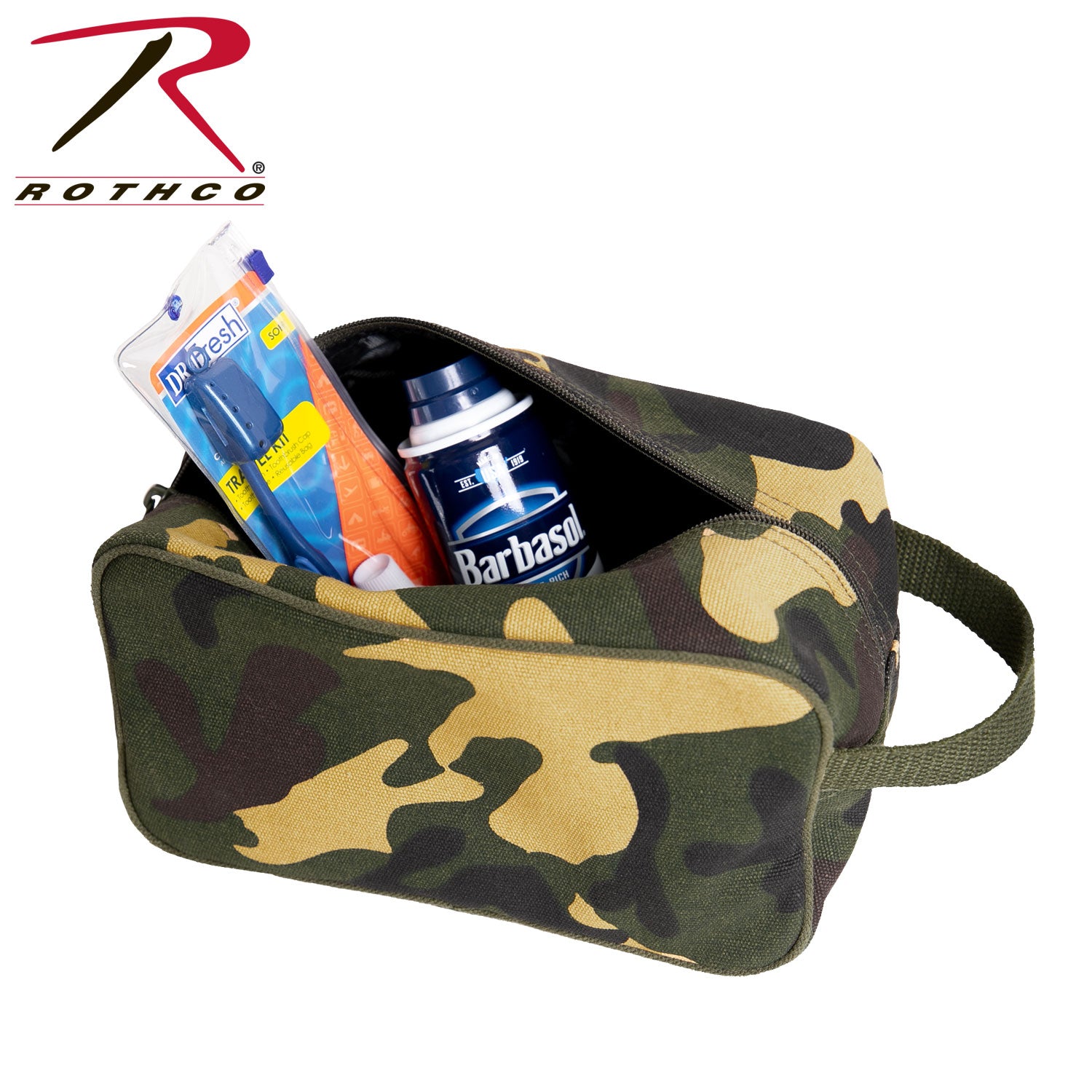 Rothco Canvas Travel Dopp Kit in Woodland Camo, Part Number 2726