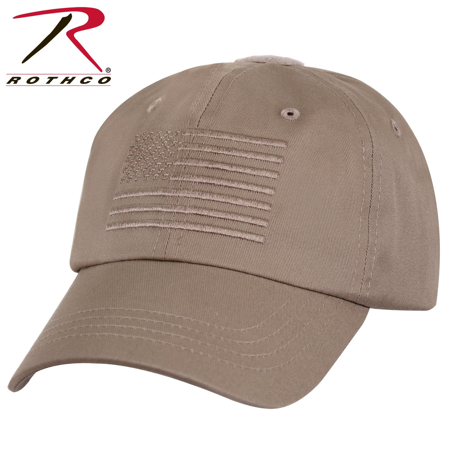 Rothco Tactical Operator Cap with US Flag in Khaki - Adjustable Service Style Hat