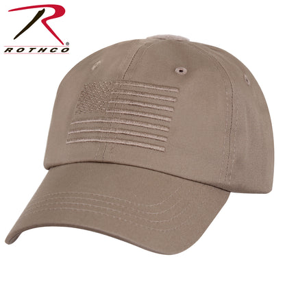 Rothco Tactical Operator Cap with US Flag in Khaki - Adjustable Service Style Hat