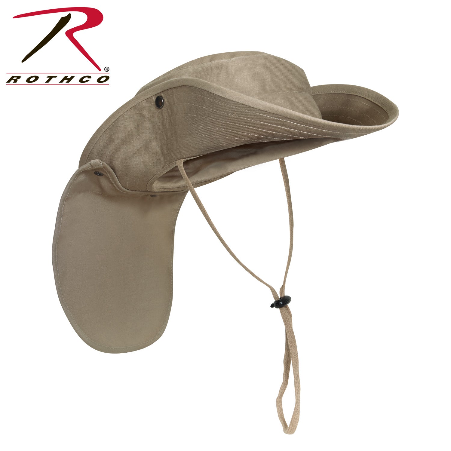 Rothco Adjustable Boonie Hat with Detachable Neck Cover in Khaki – 360° Sun Protection