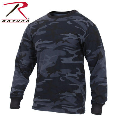 Rothco Long Sleeve Color Camo T-Shirt Midnight Blue Camo Size Large