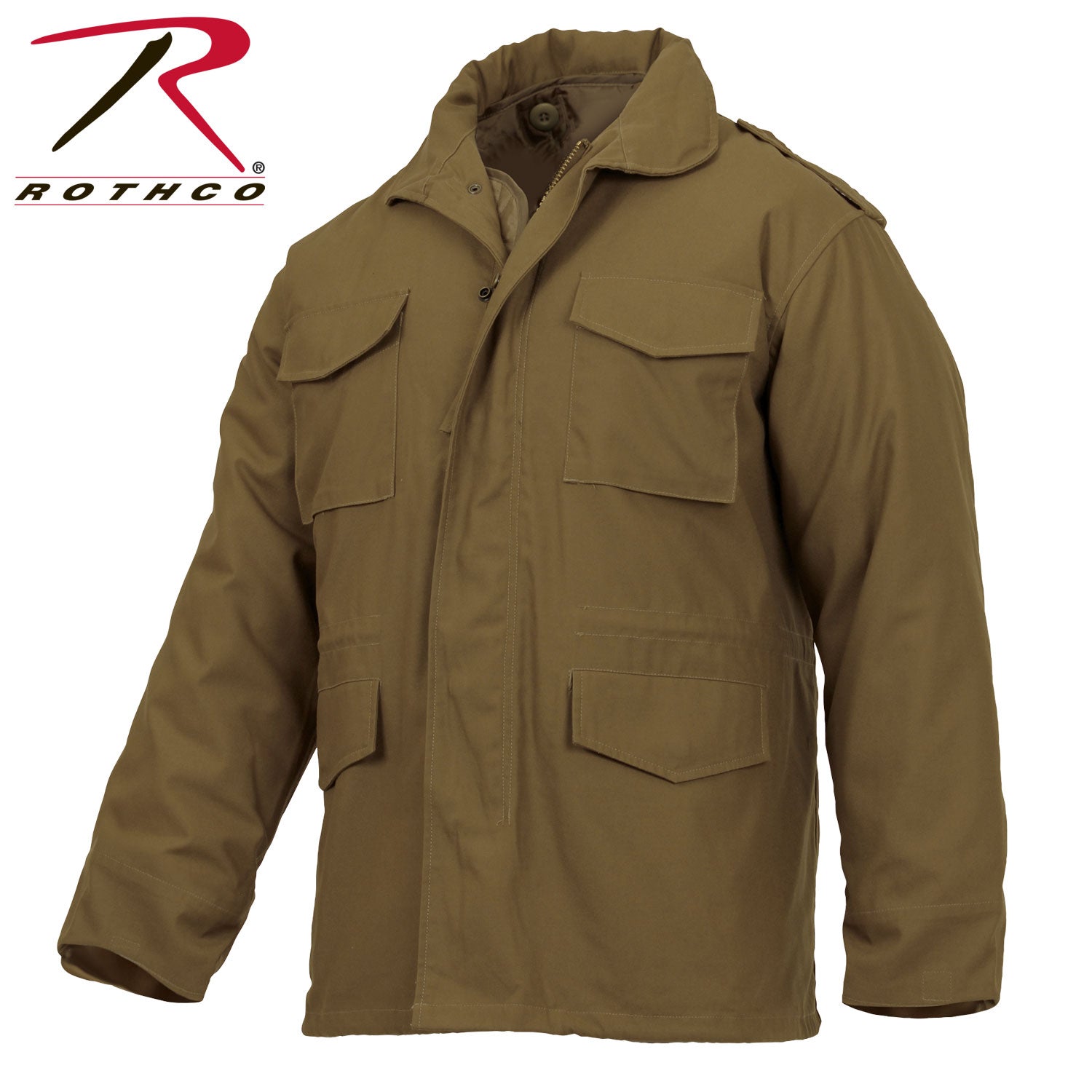 Rothco M-65 Field Jacket Coyote Brown Size Small – Water-Resistant Military Outerwear with Removable Insulation and Multiple Pockets