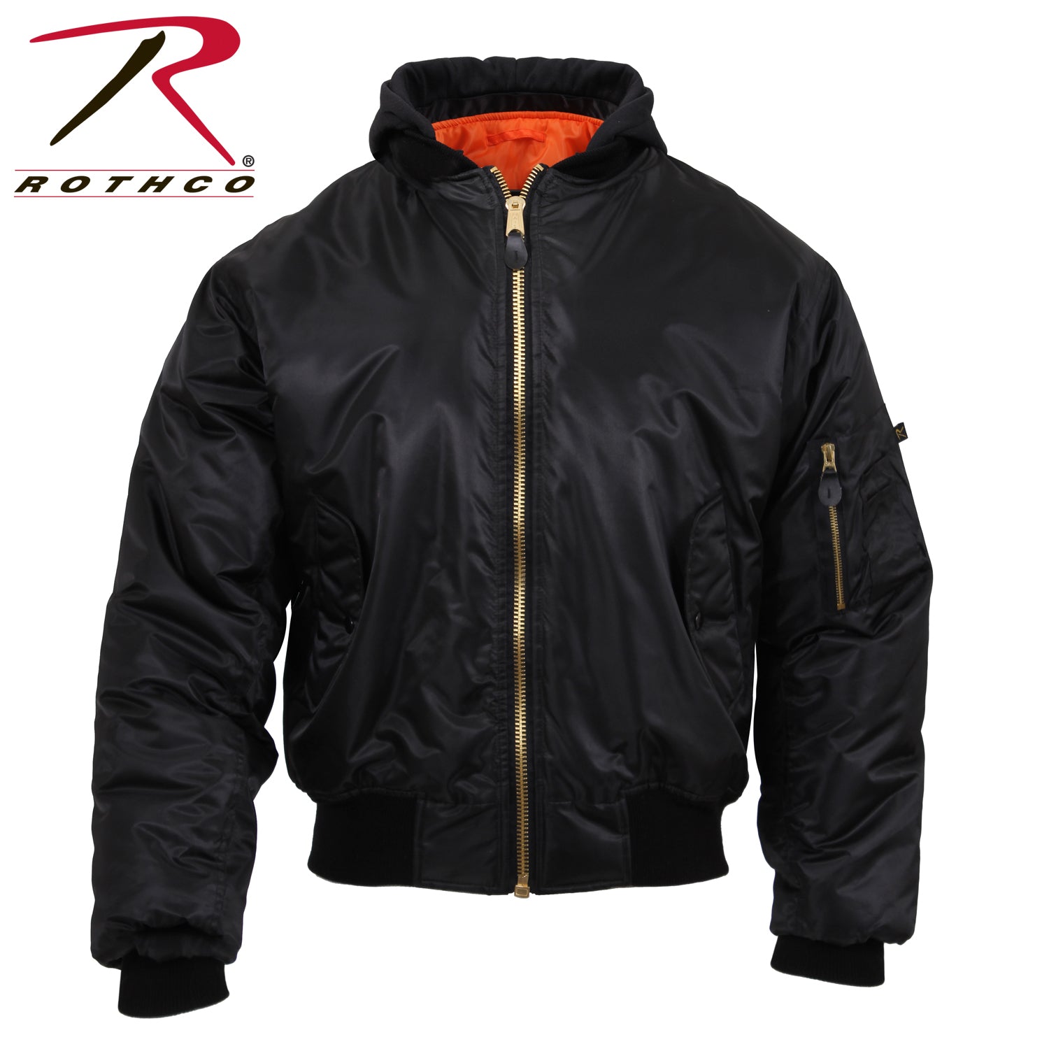 Rothco Hooded MA-1 Flight Jacket Size XS with Removable Hood and Water-Resistant Shell
