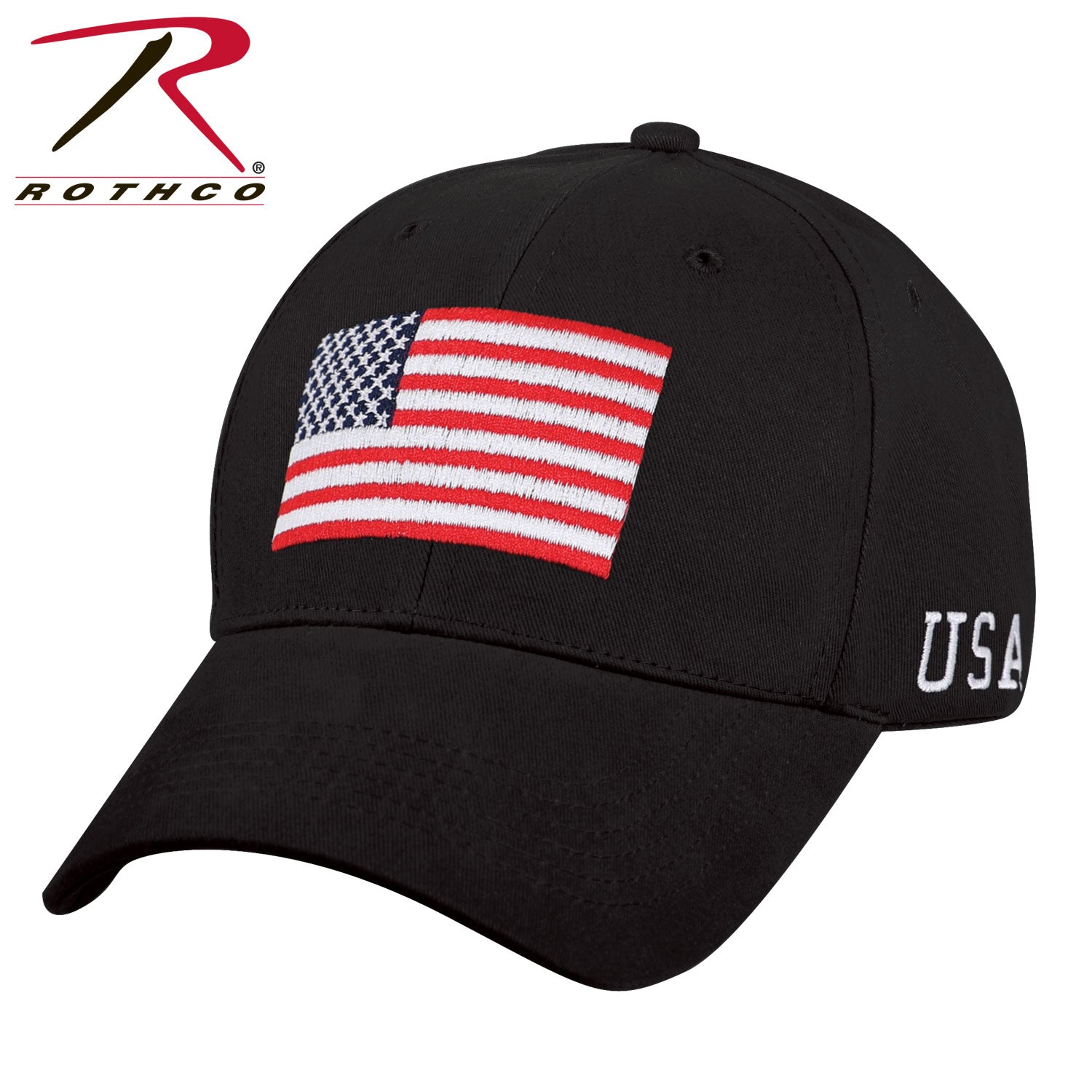 Rothco USA Flag Low Profile Cap in Black – Patriotic Baseball Hat with Embroidered American Flag and Adjustable Fit