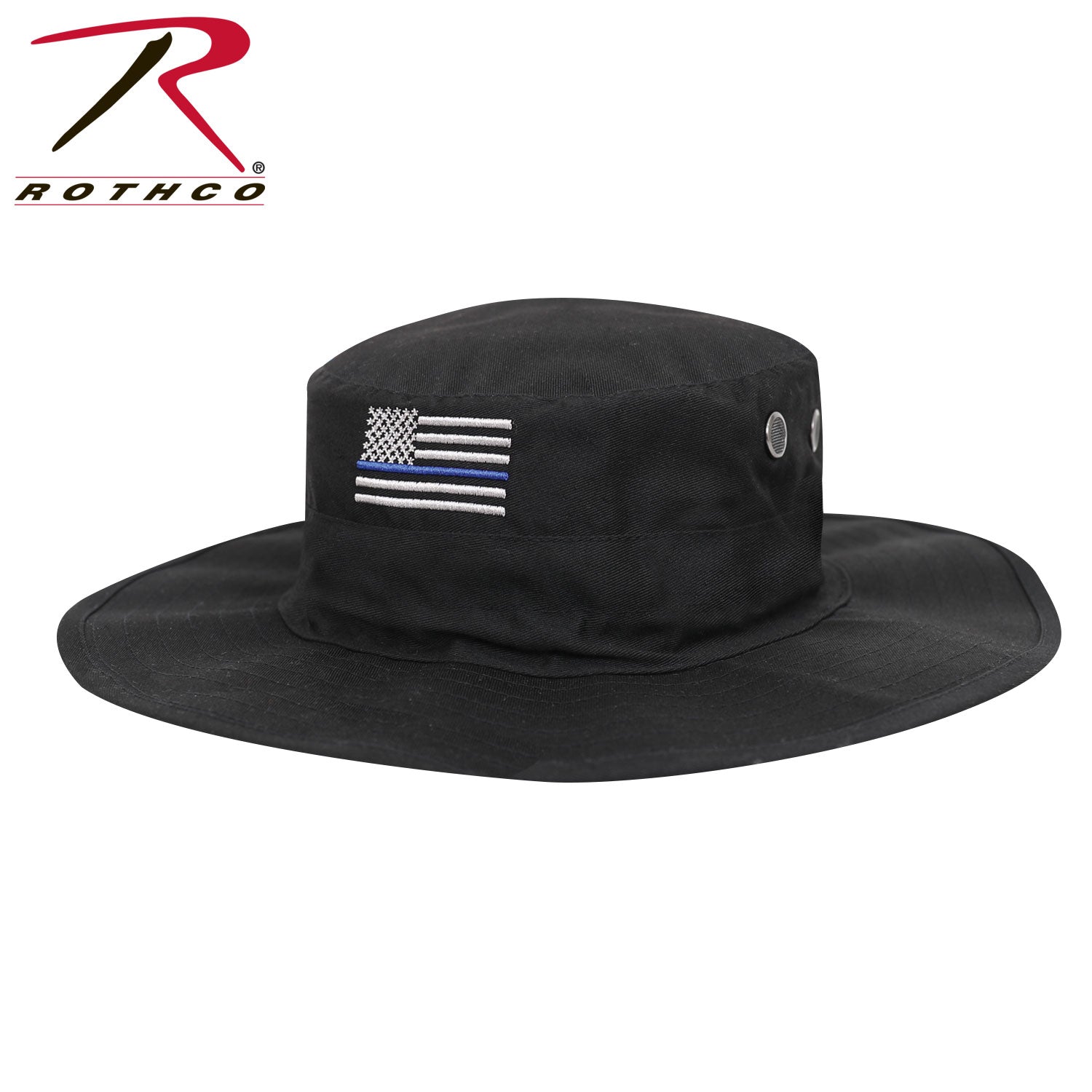 Rothco Thin Blue Line Adjustable Boonie Hat - Support Law Enforcement with Embroidered US Flag