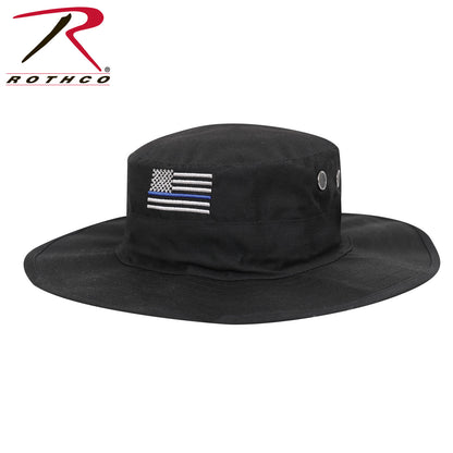 Rothco Thin Blue Line Adjustable Boonie Hat - Support Law Enforcement with Embroidered US Flag