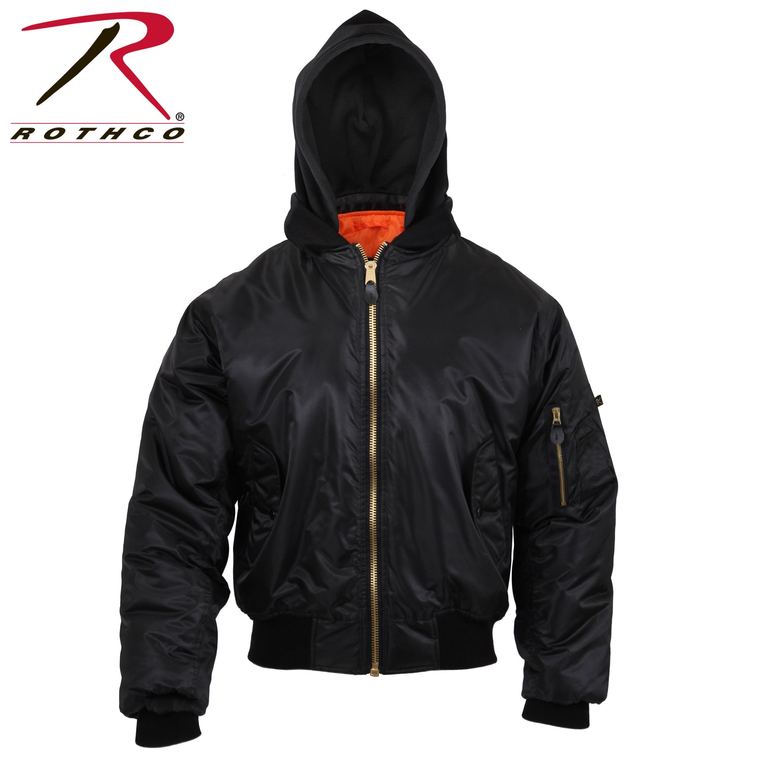 Rothco Hooded MA-1 Flight Jacket Size Small with Removable Hood and Water-Repellent Outer Shell