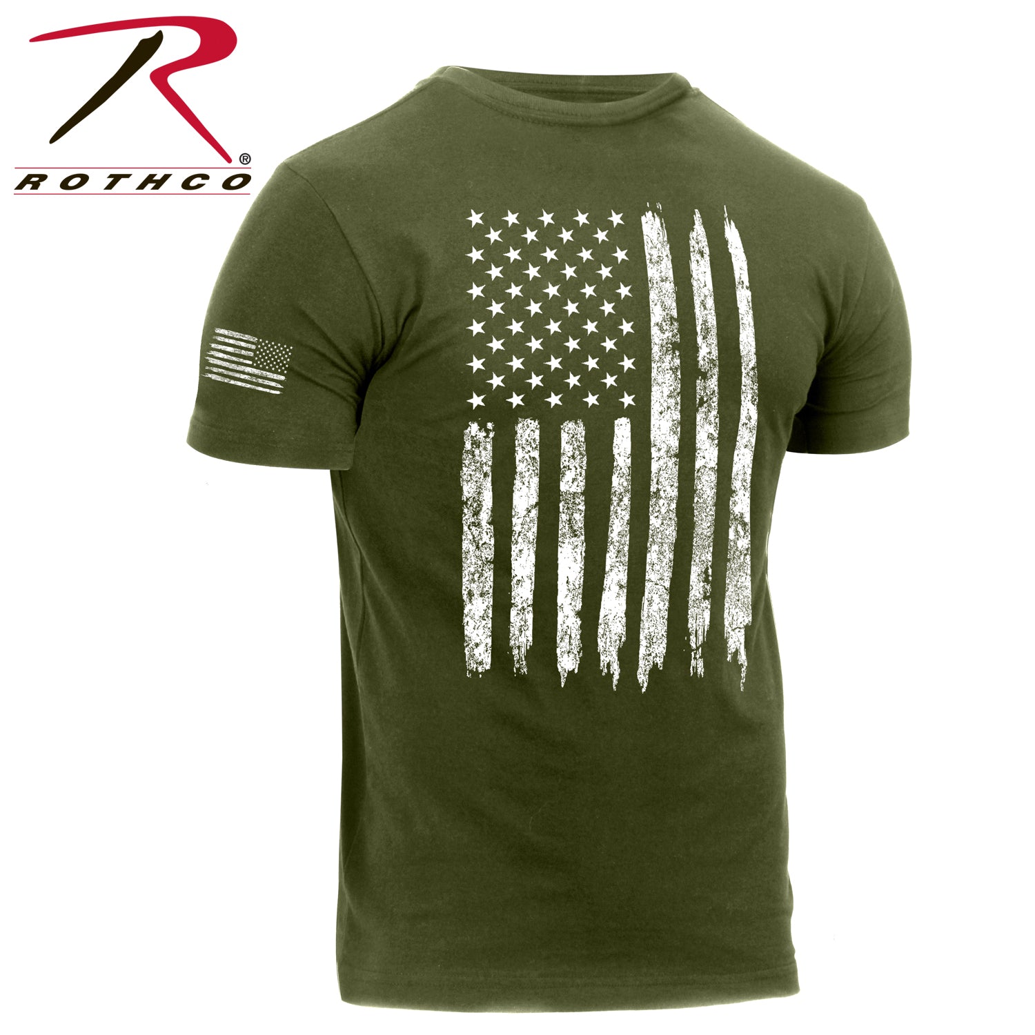 Rothco Distressed US Flag Athletic Fit T-Shirt Olive Drab Size 3XL
