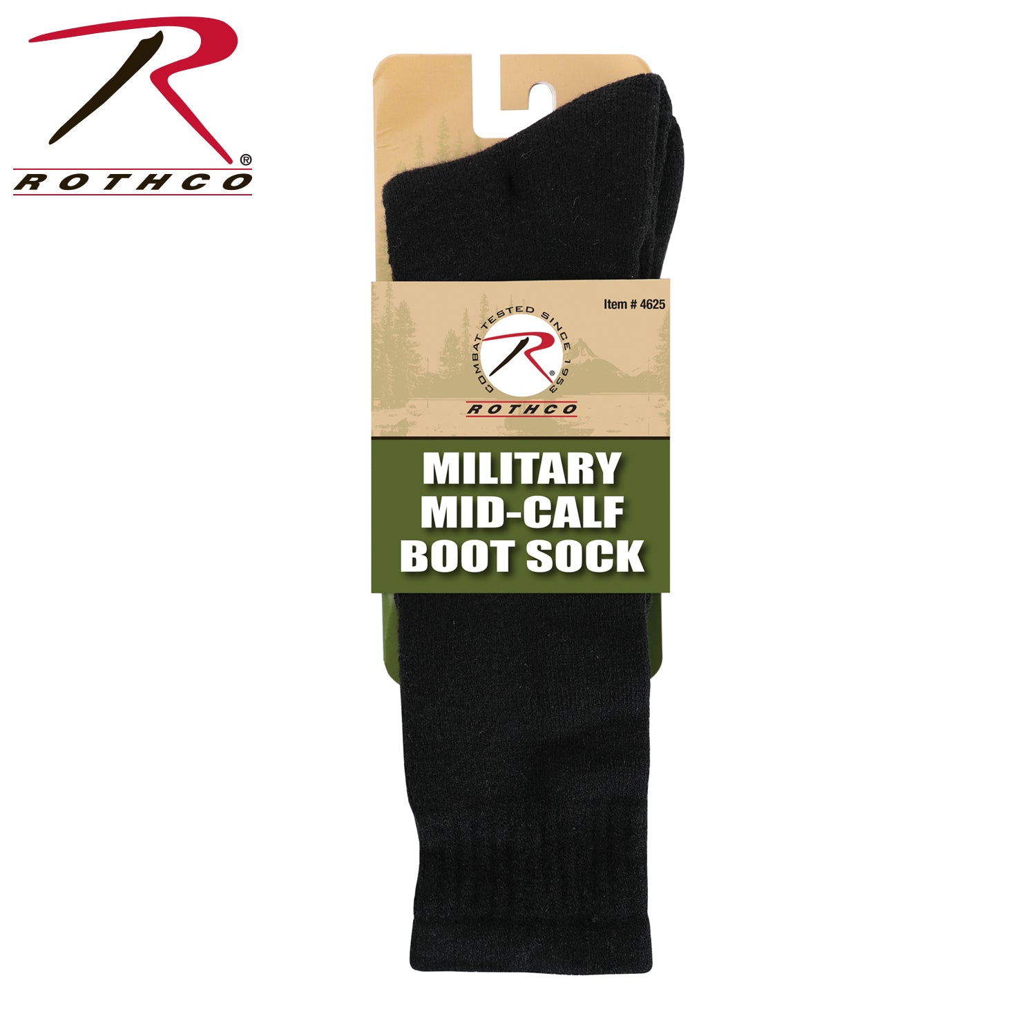 Rothco Mid-Calf Boot Sock Black Size M – Durable and Comfortable for Rugged Use
