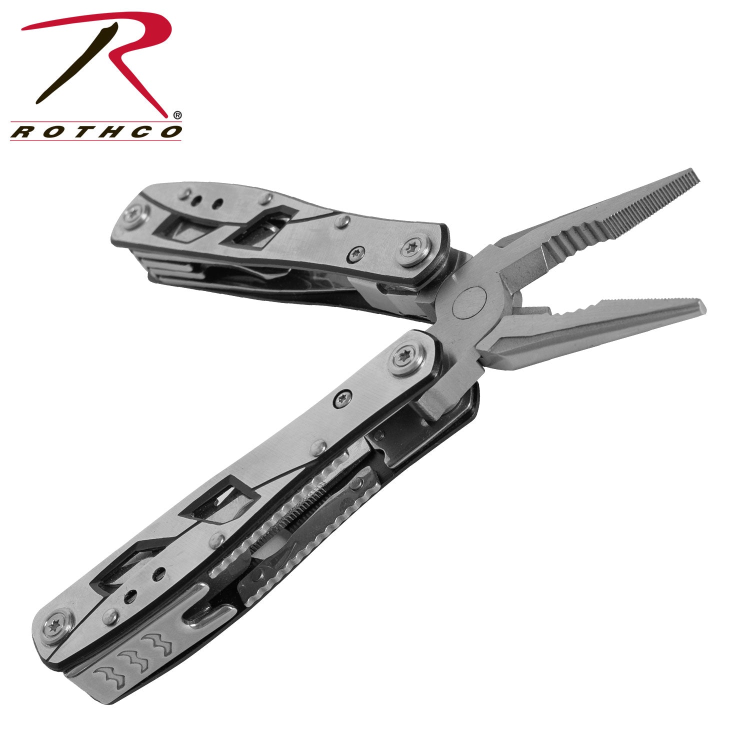 Rothco Stainless Steel Multi-Tool Part Number 5223 – Durable 10-in-1 Survival Tool with Pliers, Saw, Screwdrivers, and More