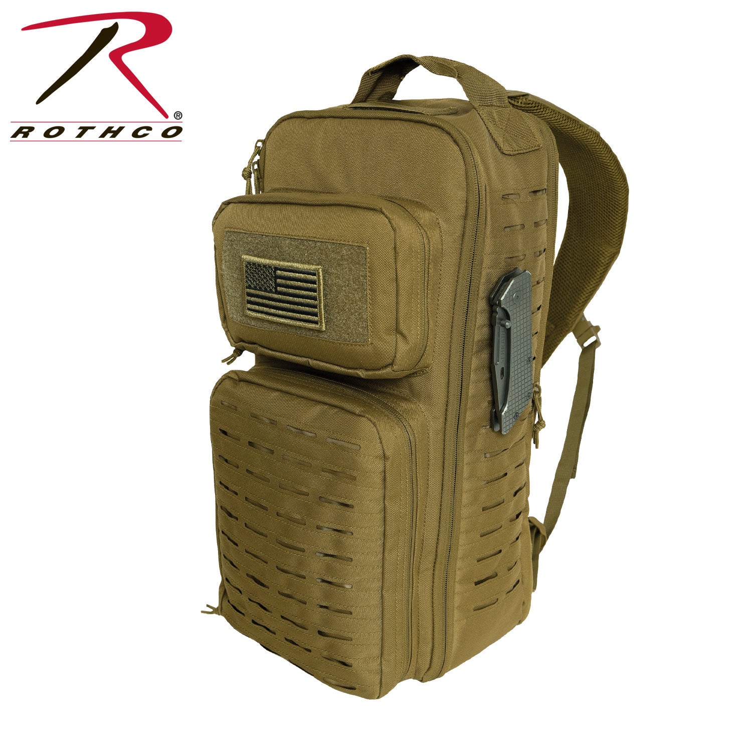 Rothco Tactical Single Sling Pack with Laser Cut MOLLE in Coyote Brown – Part 2235