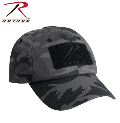 Rothco Tactical Operator Cap Black Camo – Adjustable Military-Style Field Hat with Patches and Ventilation