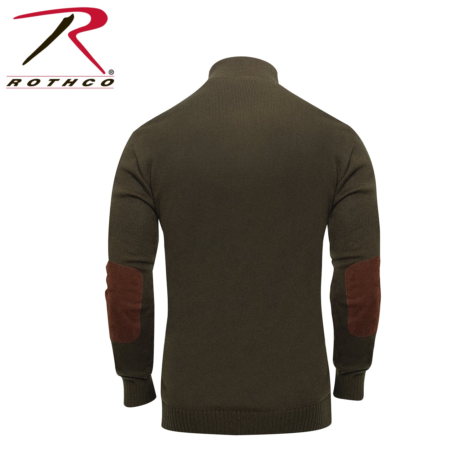Rothco 3-Button Sweater with Suede Accents in Olive Drab, Size 2XL