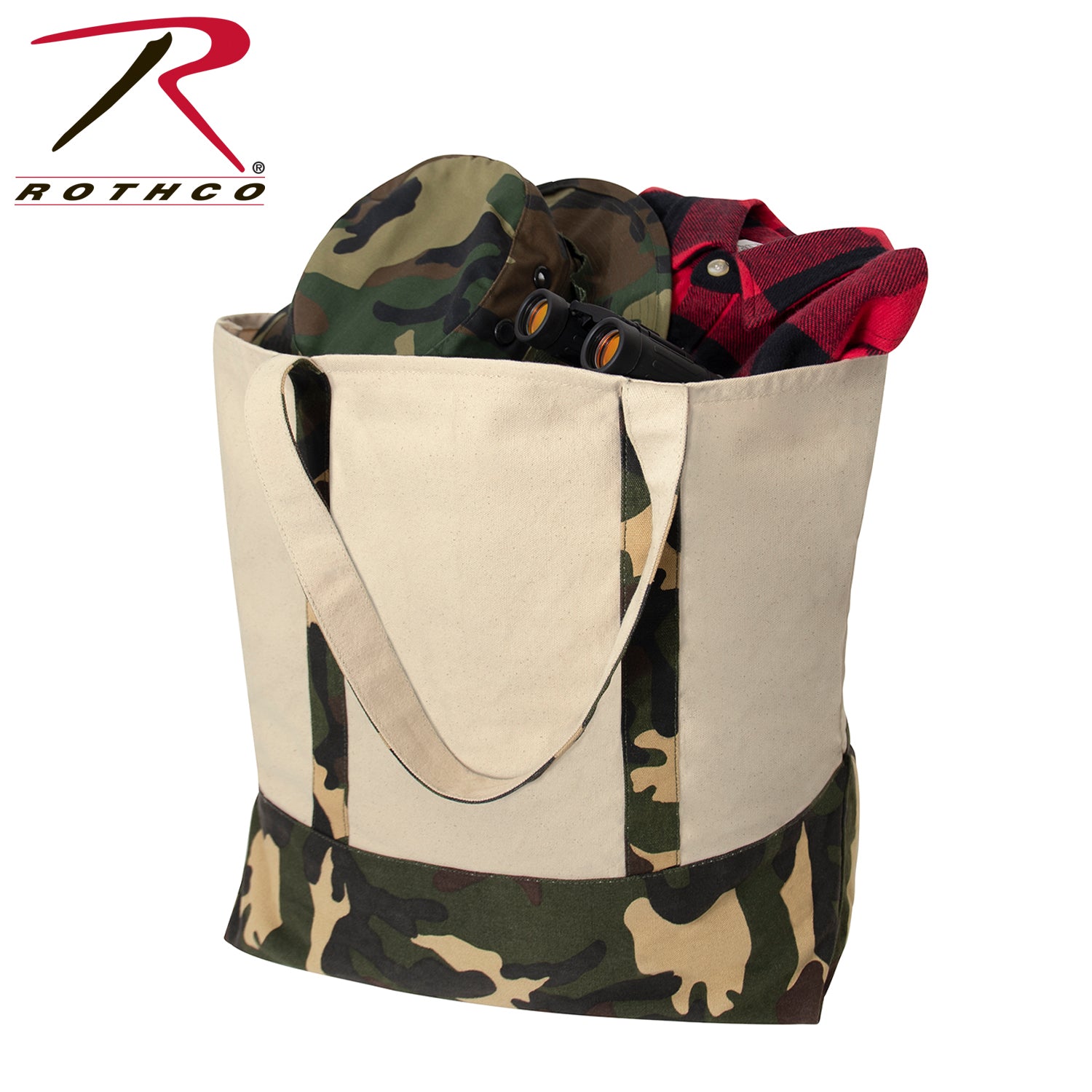 Rothco Large Camo Canvas Tote Bag – 60L Capacity with Water-Resistant Durable Material