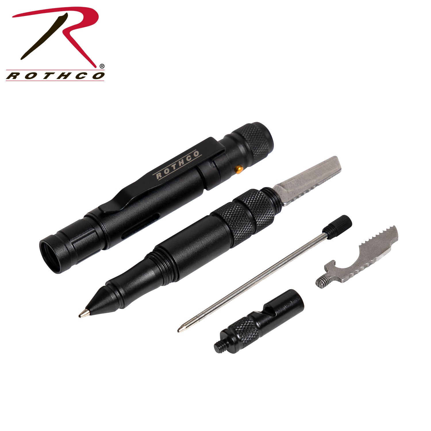 Rothco Tactical Pen and Flashlight – Multi-Function Emergency Tool with Built-in Light, Blades, and Glass Breaker