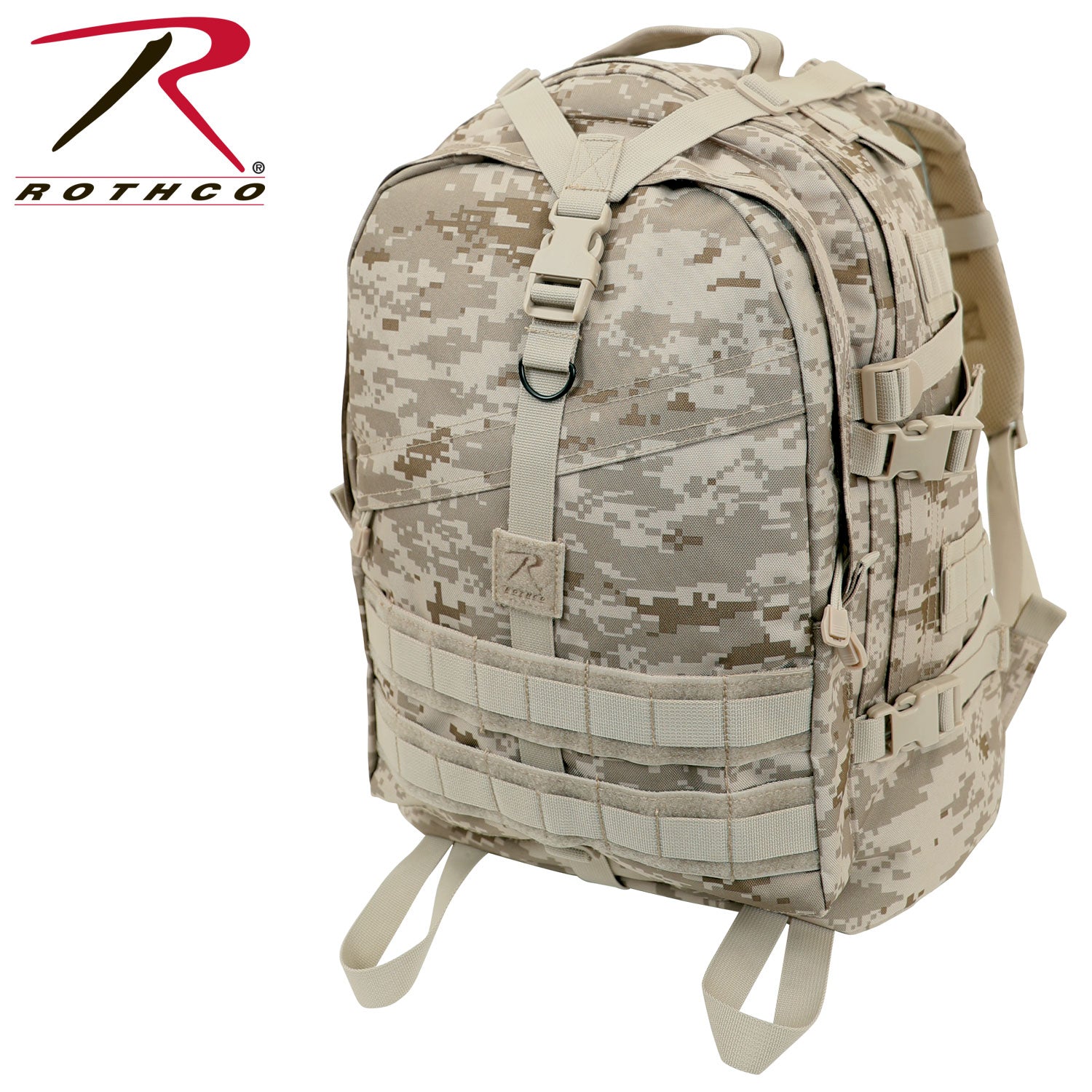 Rothco Large Camo Transport Pack in Desert Digital Camo - Durable Tactical Backpack with MOLLE Compatibility