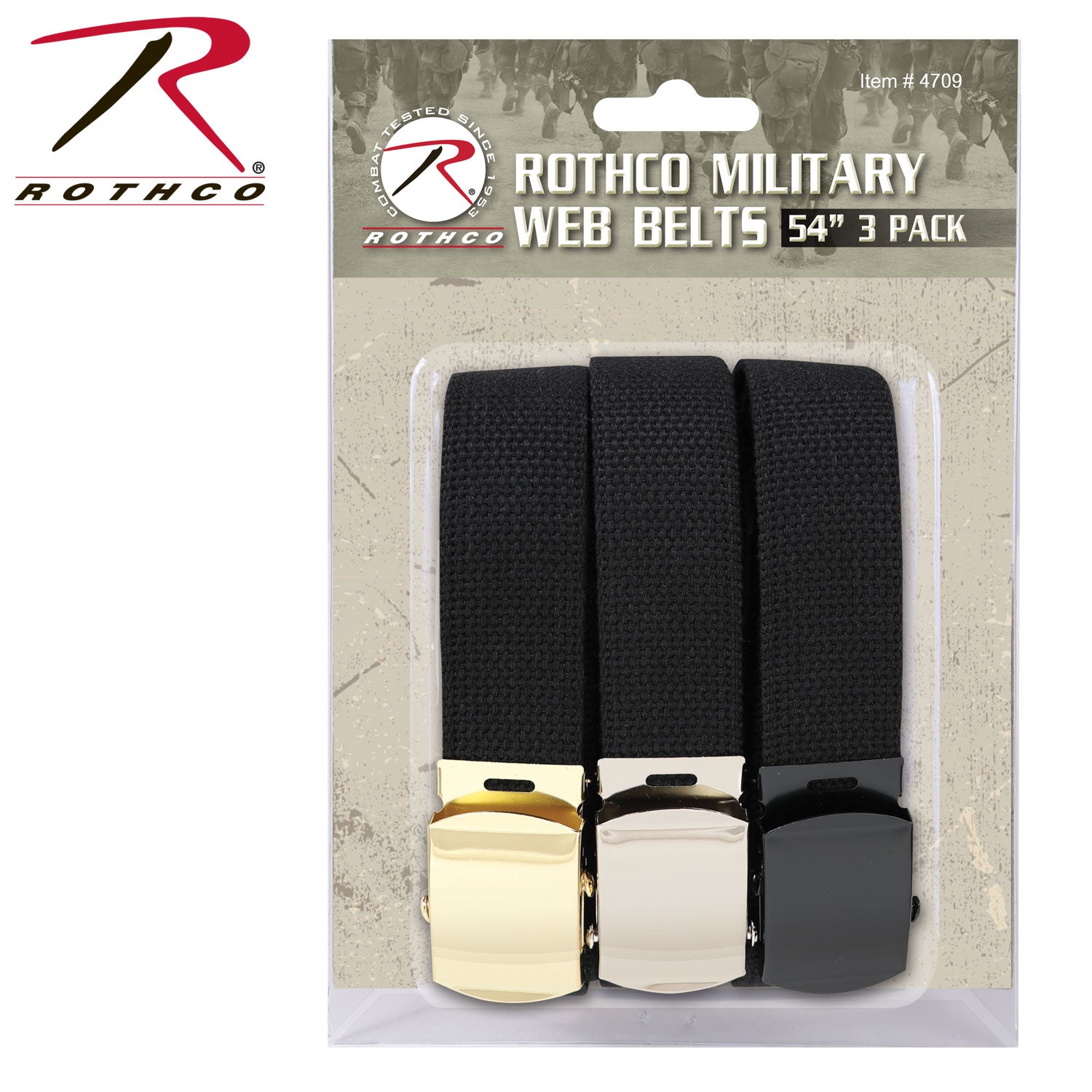 Rothco Web Belts 3-Pack in Black, 54 Inches - Durable Adjustable Cotton Canvas Belt Set