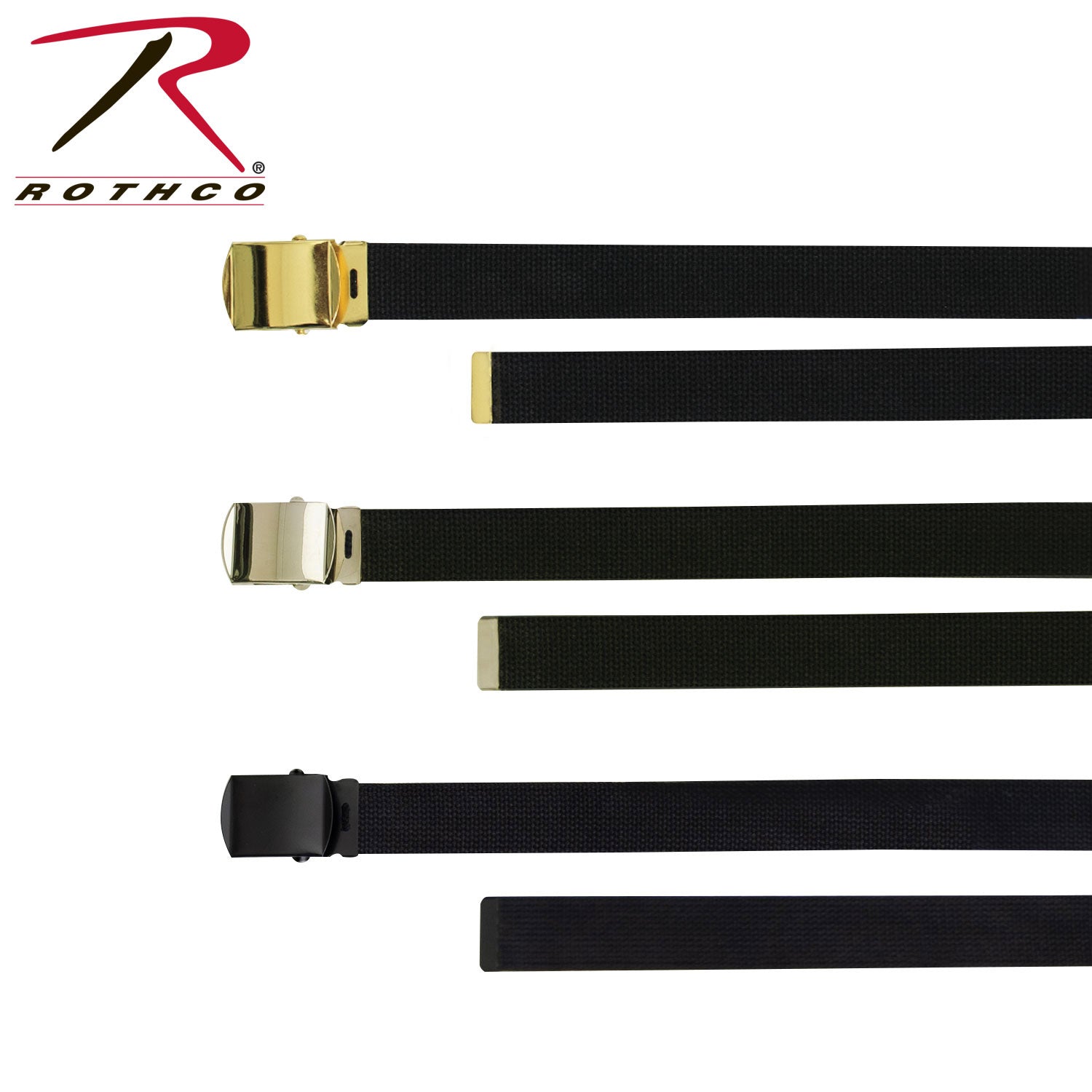 Rothco Web Belts 3-Pack in Black, 54 Inches - Durable Adjustable Cotton Canvas Belt Set