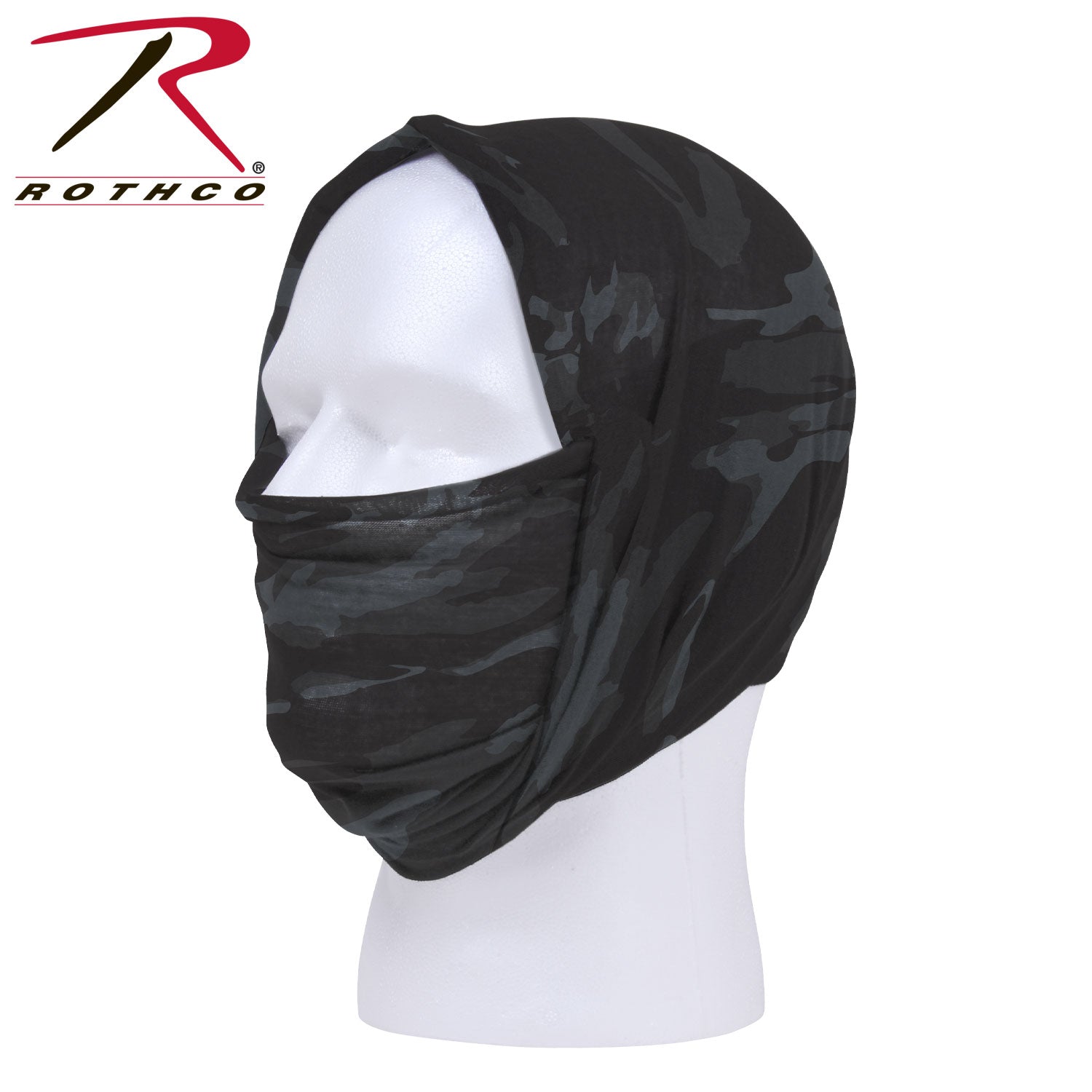 Rothco Multi-Use Tactical Wrap Black Camo - Neck Gaiter, Bandana, and Face Covering