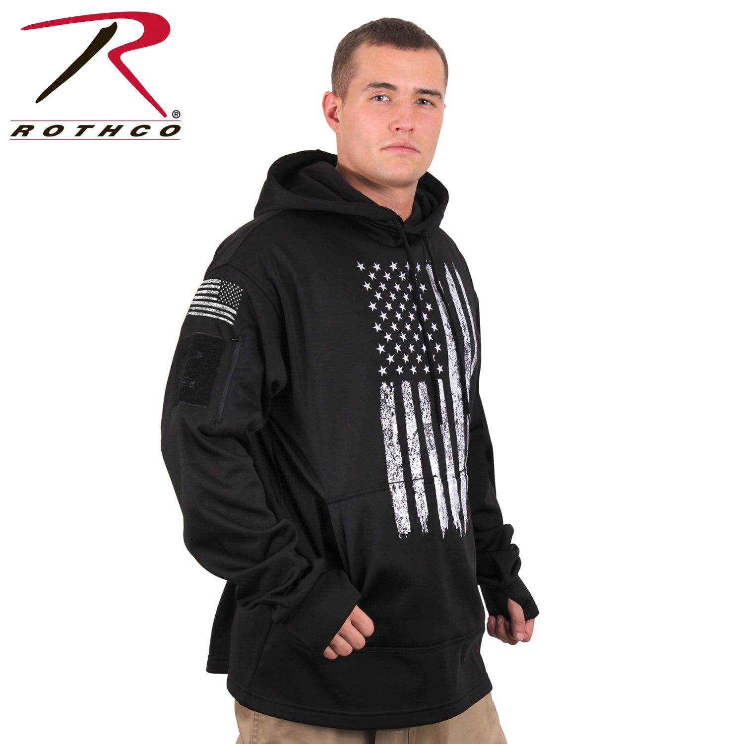 Rothco Concealed Carry U.S. Flag Hoodie Black Size M