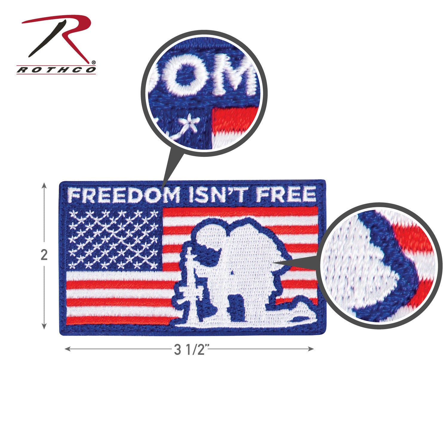 Rothco Freedom Isn't Free Patch with Hook Back - American Flag Design