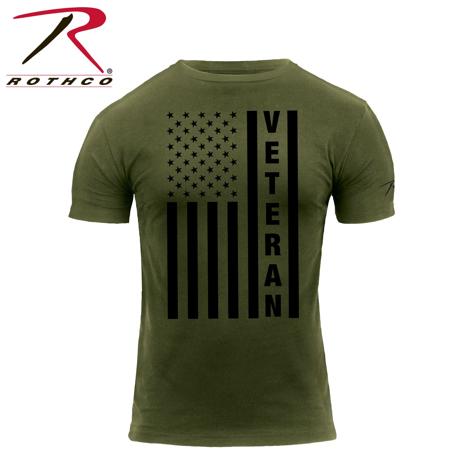 Rothco Veteran Flag T-Shirt Olive Drab Size Large - Patriotic American Apparel