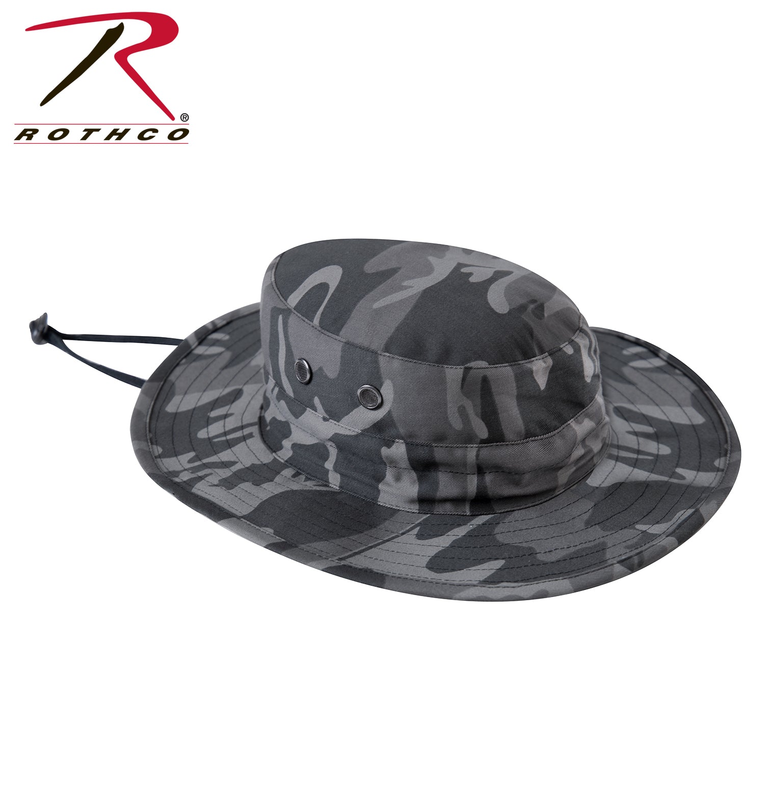 Rothco Adjustable Boonie Hat Black Camo – Outdoor Military-Style Wide Brim Sun Protection