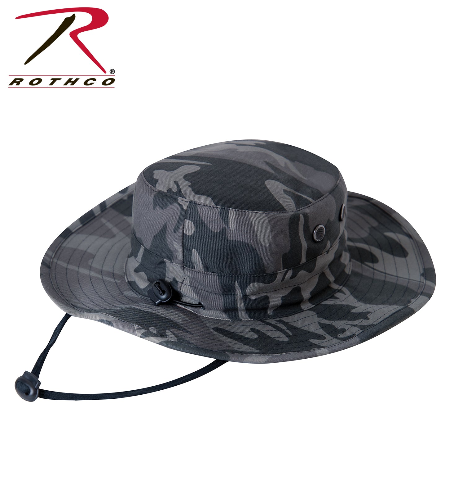Rothco Adjustable Boonie Hat Black Camo – Outdoor Military-Style Wide Brim Sun Protection