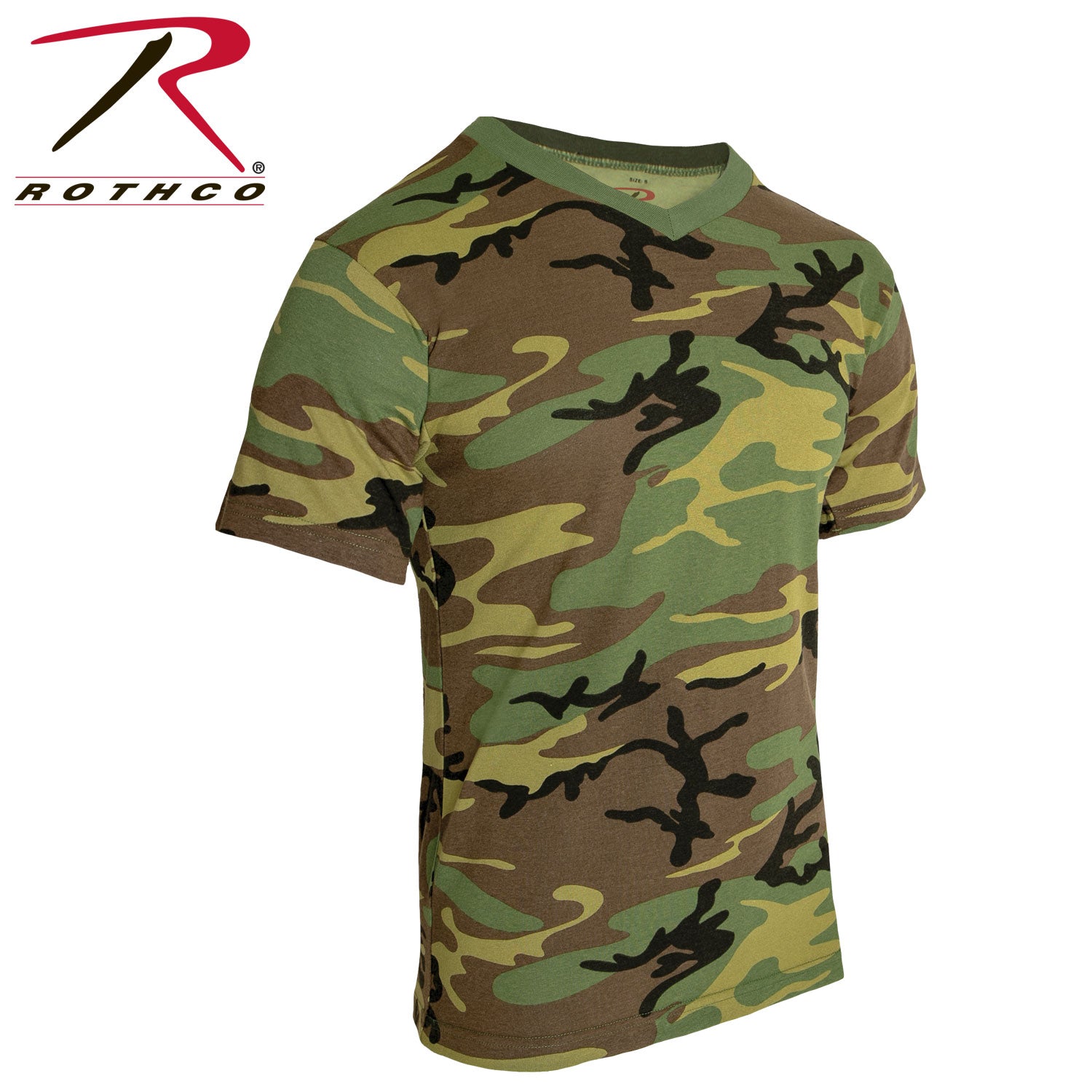 Rothco Camo V-Neck T-Shirt Size Small - Comfortable Military-Style Camouflage Tee