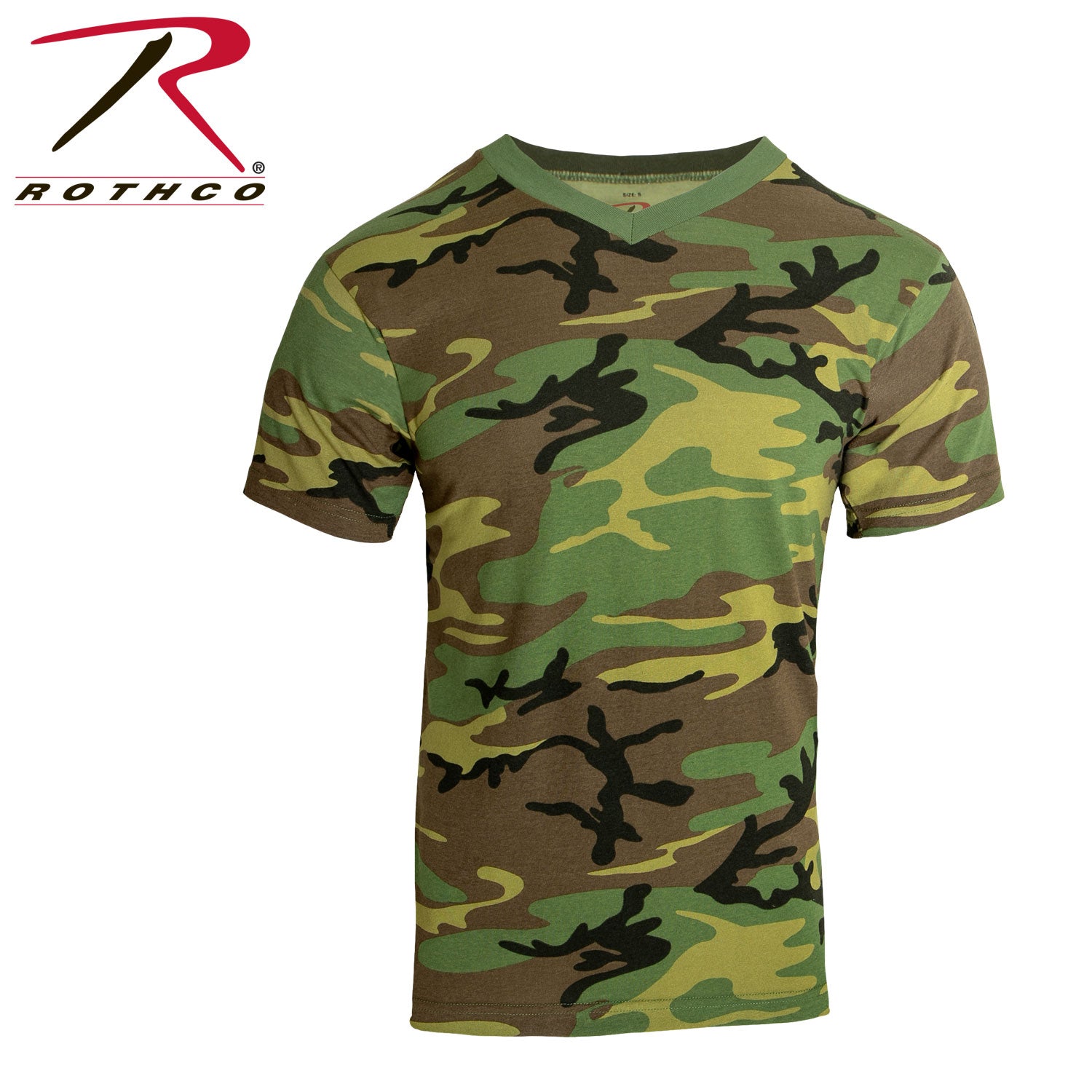 Rothco Camo V-Neck T-Shirt Size Small - Comfortable Military-Style Camouflage Tee