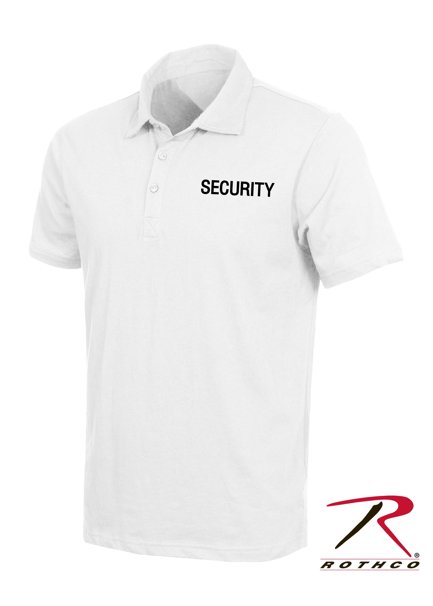 Rothco Moisture Wicking Security Polo Shirt White W/ Black Lettering Size S