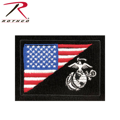 Rothco USMC Eagle, Globe and Anchor / US Flag Deluxe Knit Watch Cap Black - Military-Style Winter Beanie