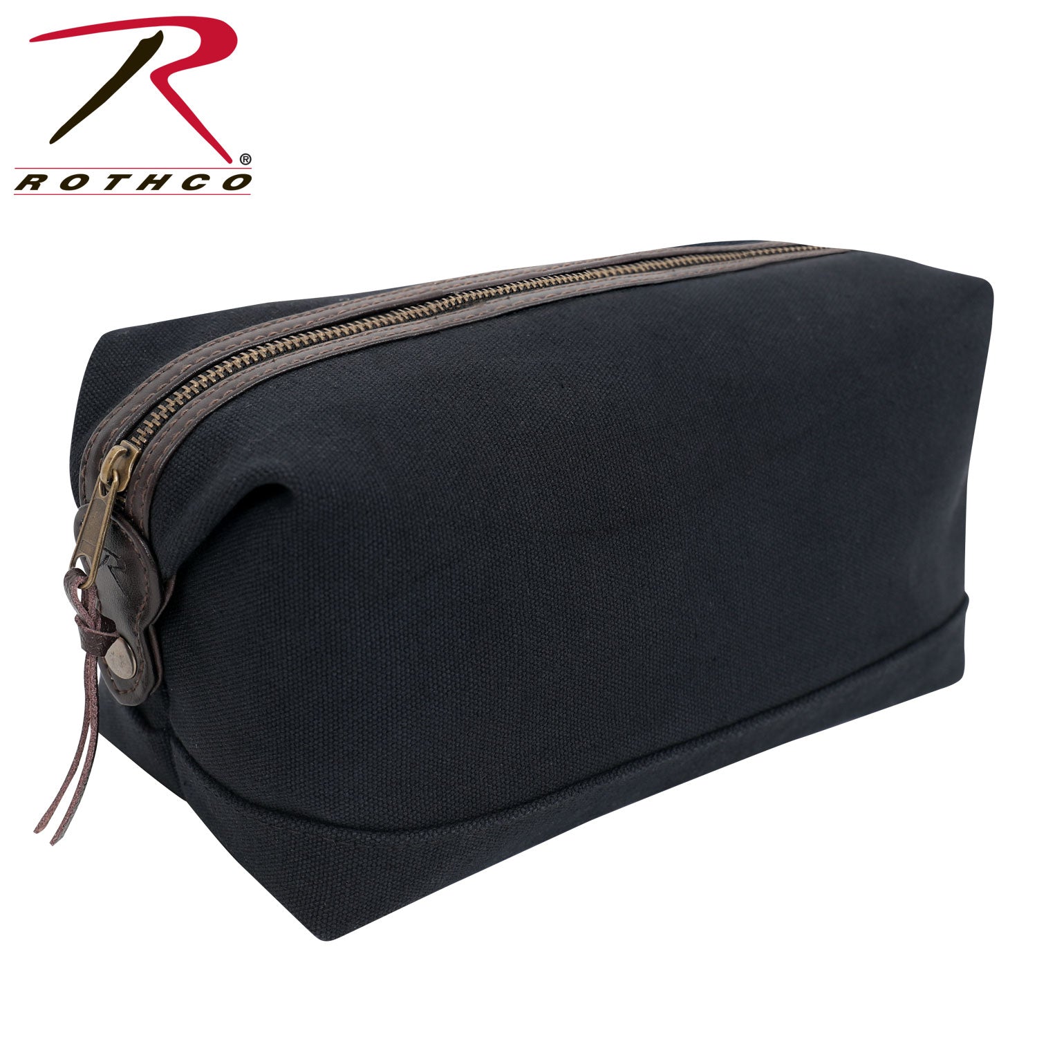 Rothco Canvas & Leather Travel Kit Black – Vintage-Inspired Toiletry Bag with Water-Resistant Cotton Canvas and Leather Accents