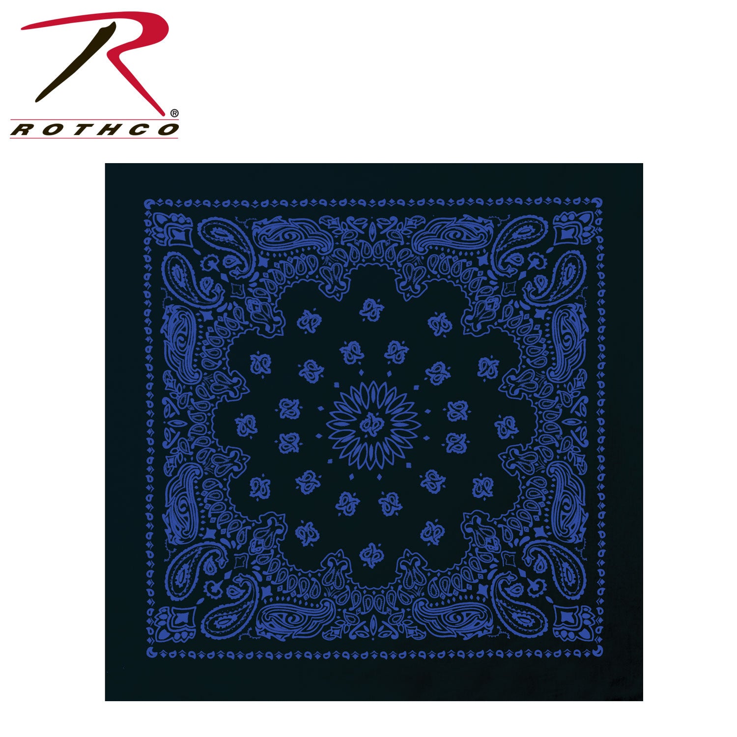 Rothco Trainmen Paisley Bandana – Extra-Large 27” x 27” Black / Blue
