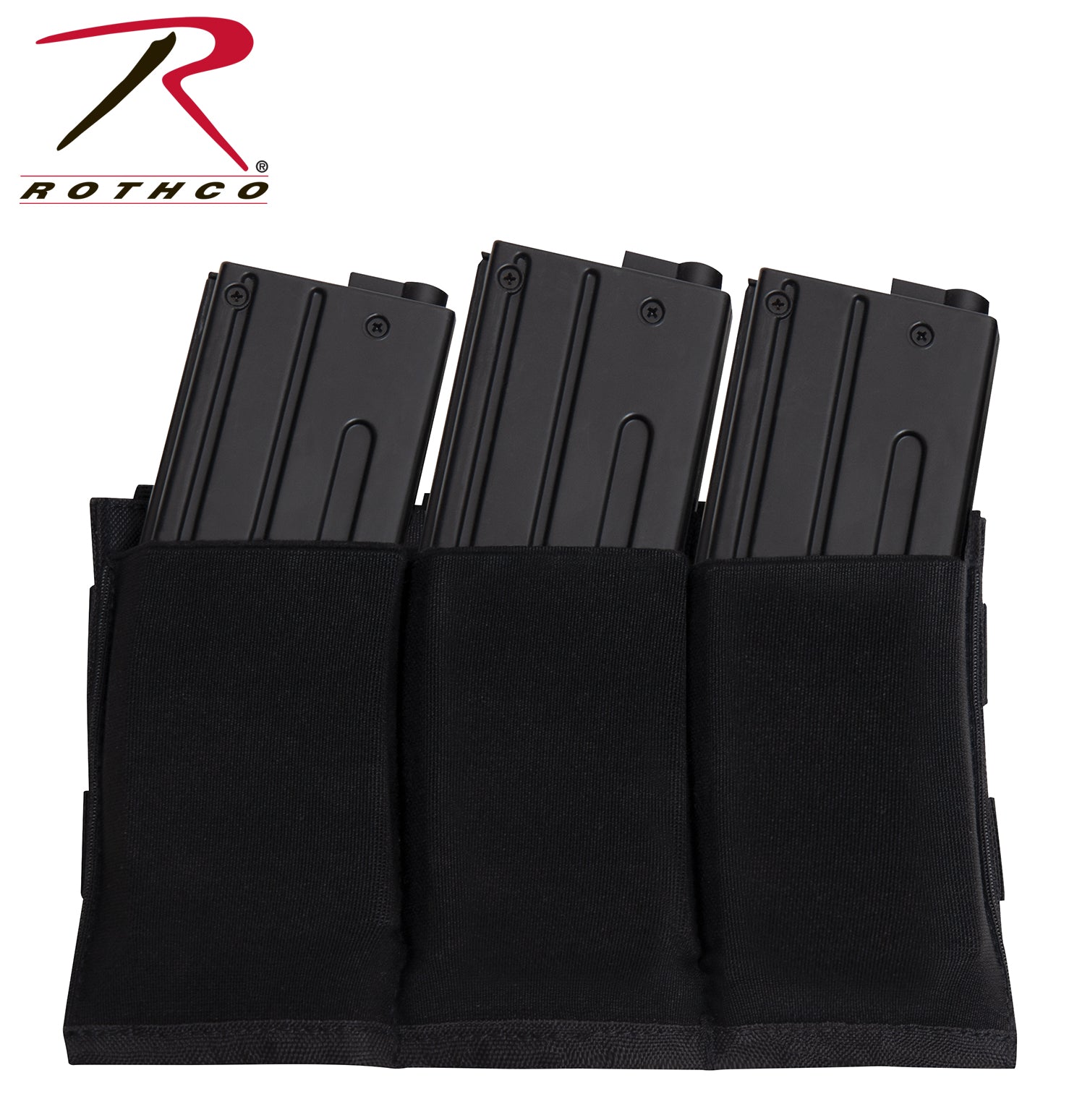 Rothco Lightweight 3 Mag Elastic Retention Pouch Black – Tactical Magazine Holder for M-16 and AK-47
