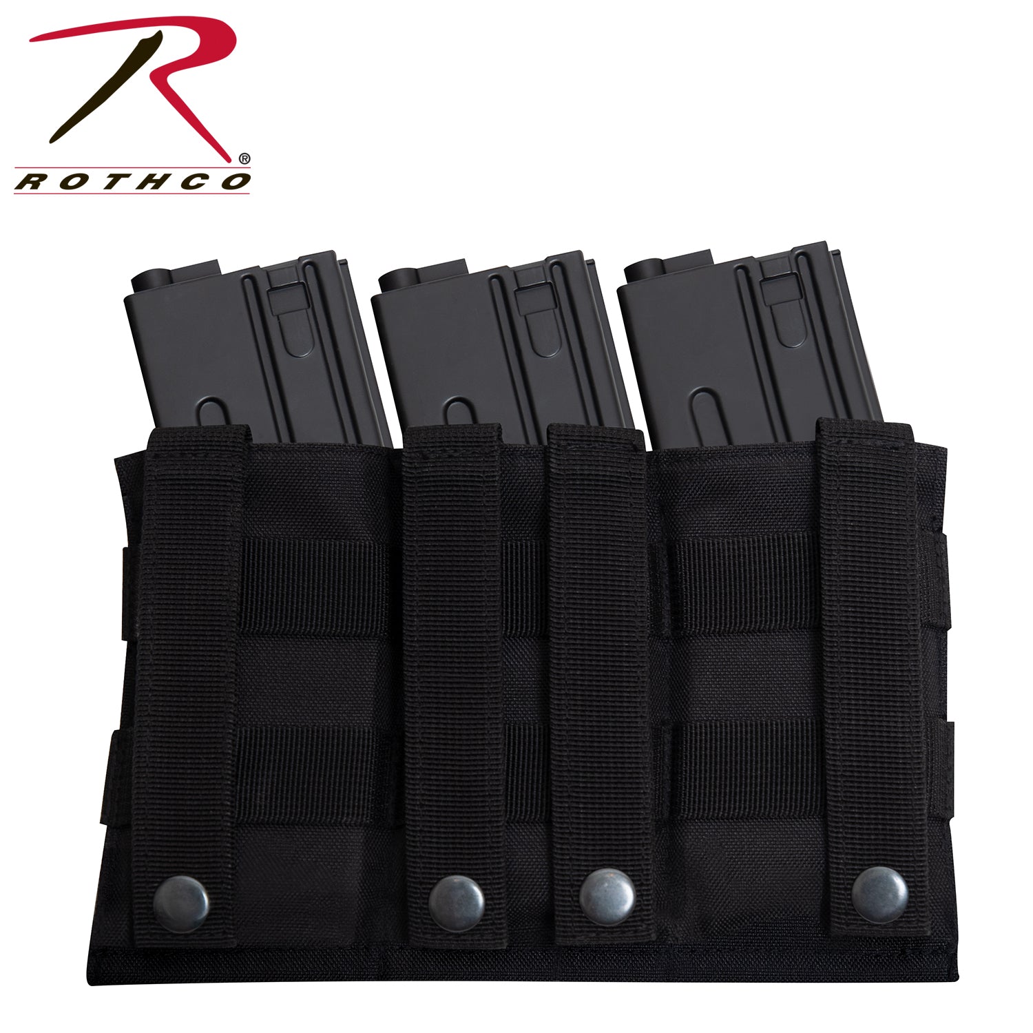 Rothco Lightweight 3 Mag Elastic Retention Pouch Black – Tactical Magazine Holder for M-16 and AK-47