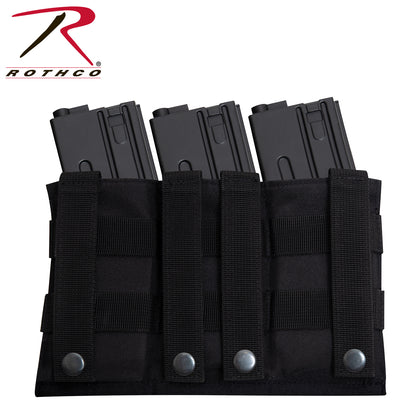 Rothco Lightweight 3 Mag Elastic Retention Pouch Black – Tactical Magazine Holder for M-16 and AK-47