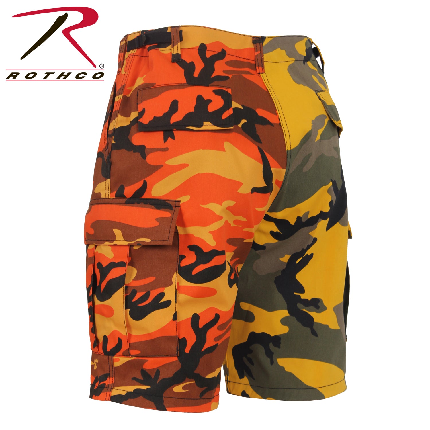 Rothco Two-Tone Camo BDU Shorts Size Small - Stinger Yellow and Savage Orange Camo