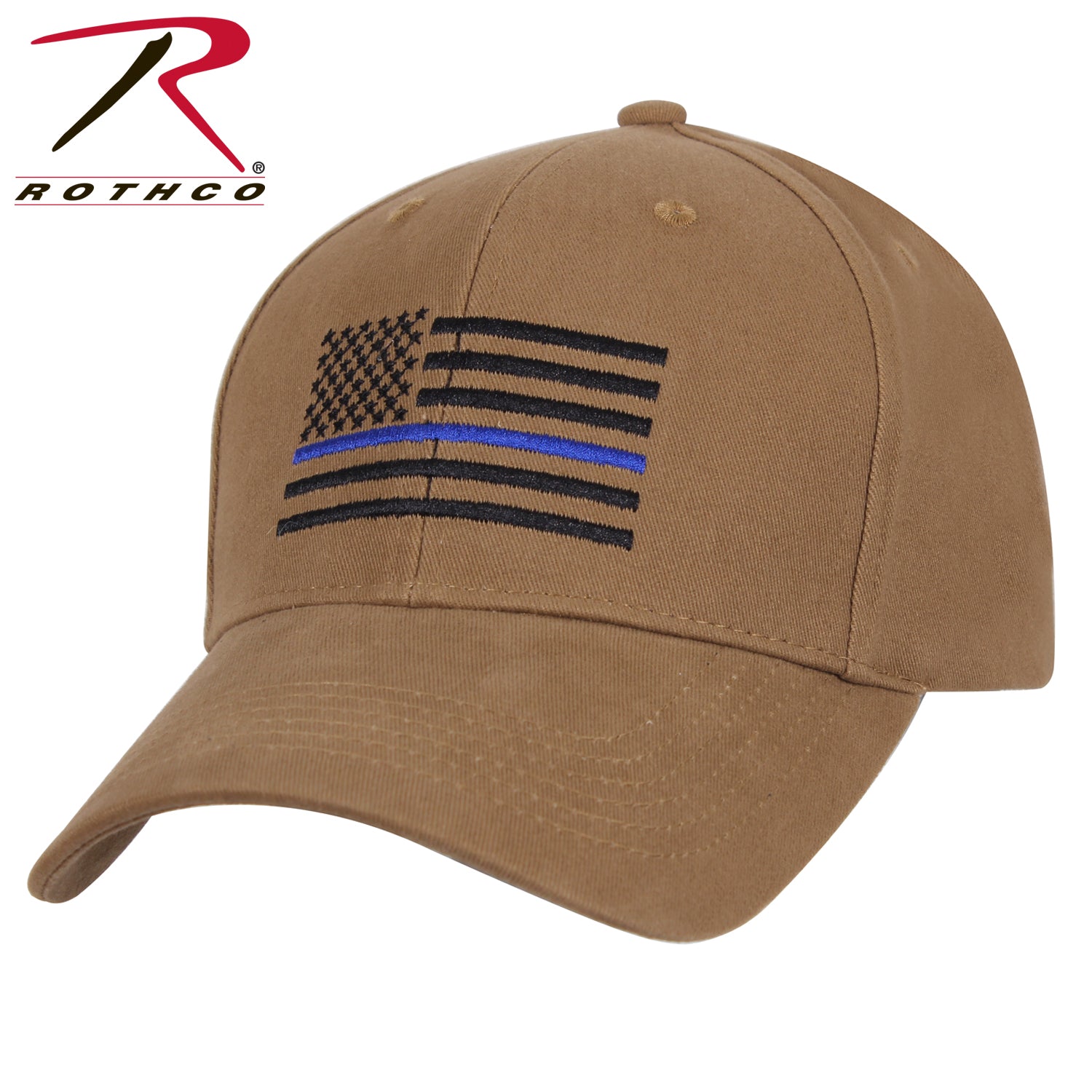 Rothco Thin Blue Line Flag Low Profile Cap in Coyote Brown
