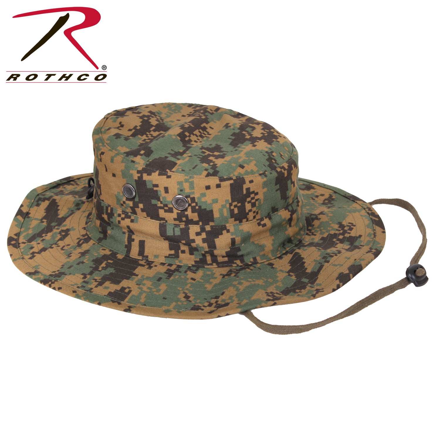 Rothco Adjustable Boonie Hat Woodland Digital Camo - Outdoor Tactical Sun Protection