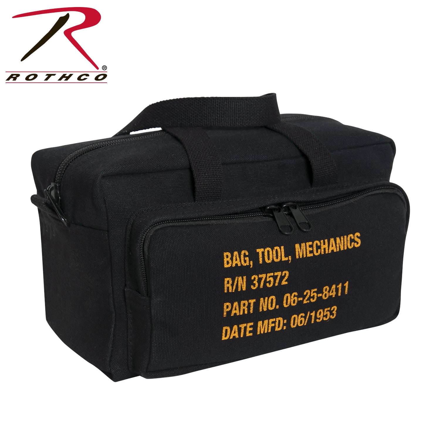 Rothco G.I. Type Zipper Pocket Mechanics Tool Bag with Military Stencil in Black