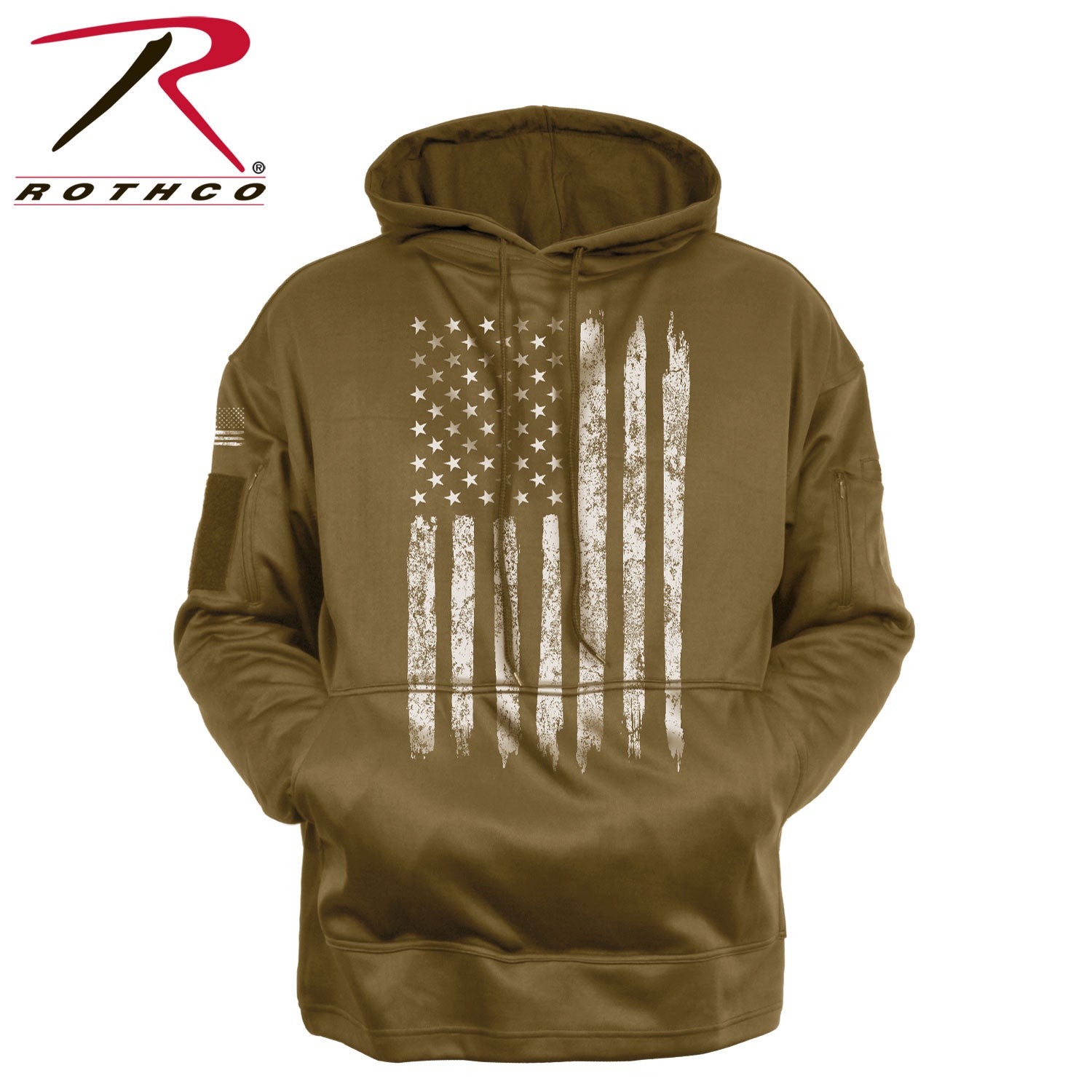 Rothco Concealed Carry U.S. Flag Hoodie in Coyote Brown, Size Small (Part #8081-SML)